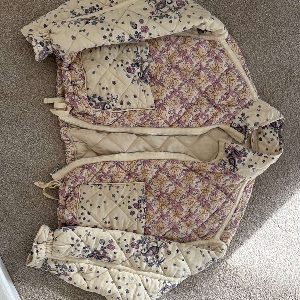 Blank NYC Cream and Purple Floral Quilted Jacket